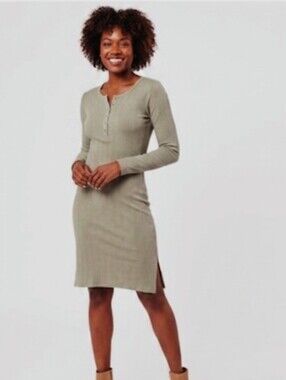 Pact Organic Henley Dress XS Long Sleeve Sustainable #1010